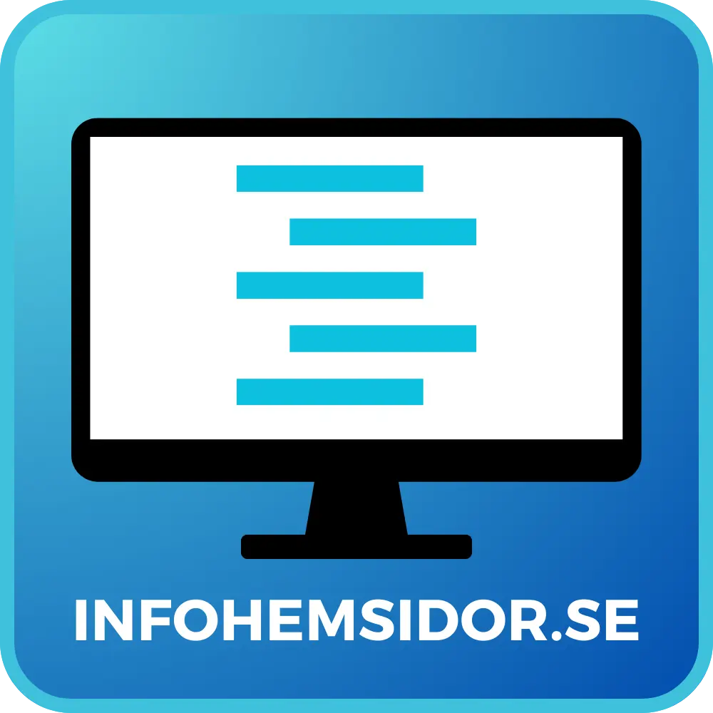 Infohemsidor.se – billig hanterad hemsida för små företag Logotyp för Infohemsidor.se – ikon med dator och kodrader
