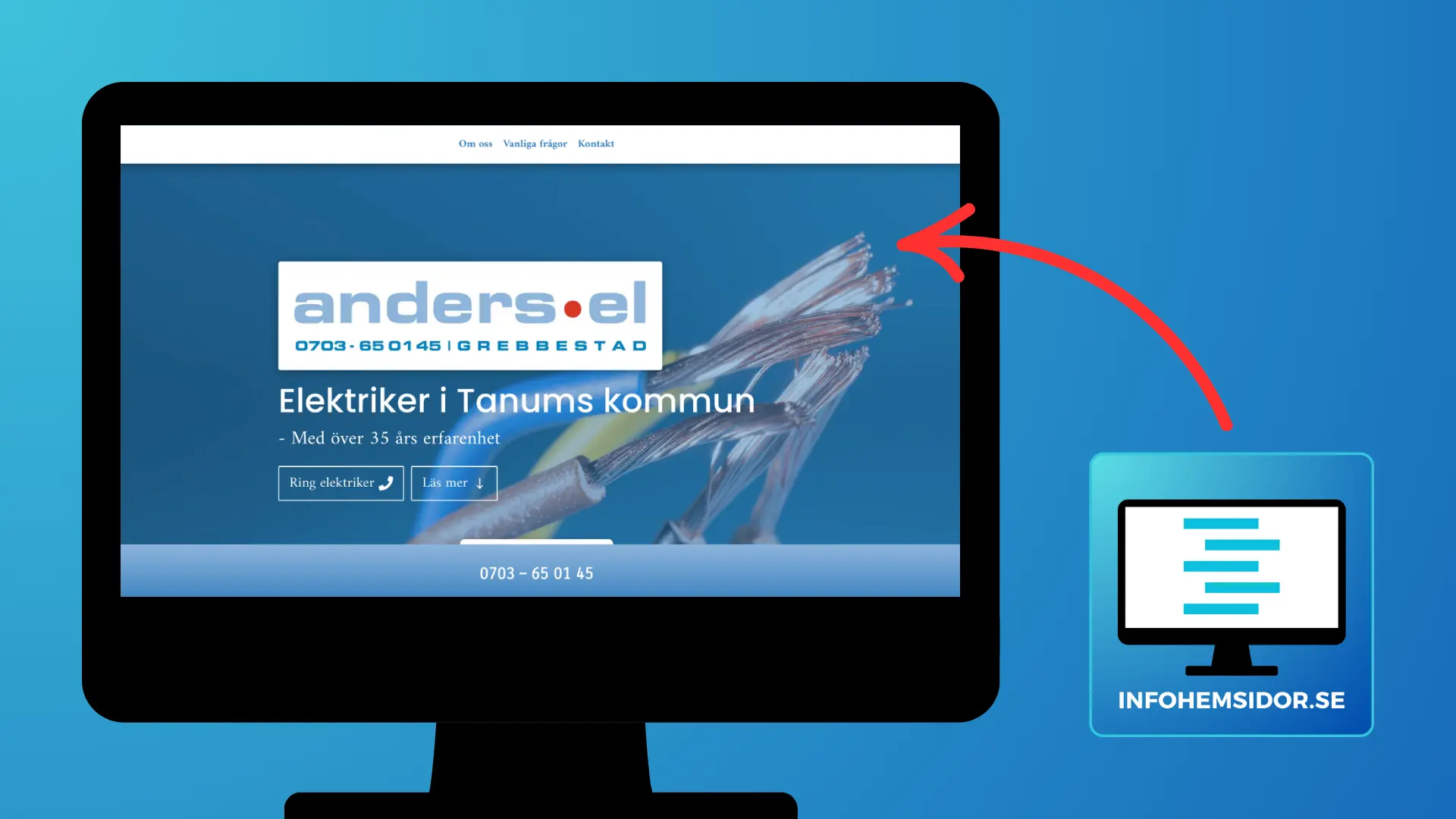 Grävare i Tanum – hemsida utvecklad av Infohemsidor Grävmaskinsföretag med hemsida för markarbeten i Tanum – exempelprojekt